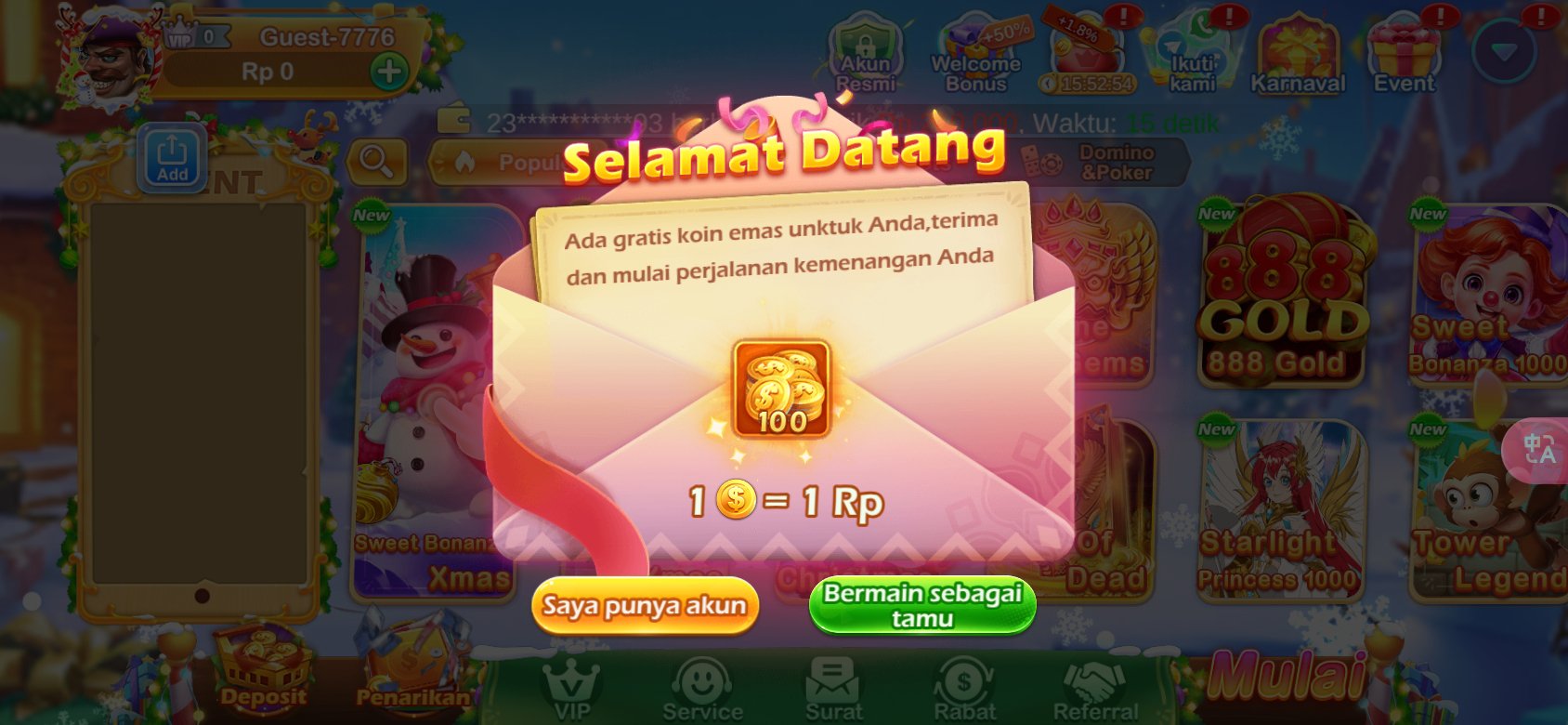 Selamat datang di Gowin - Dapatkan 100 koin emas gratis sekarang!