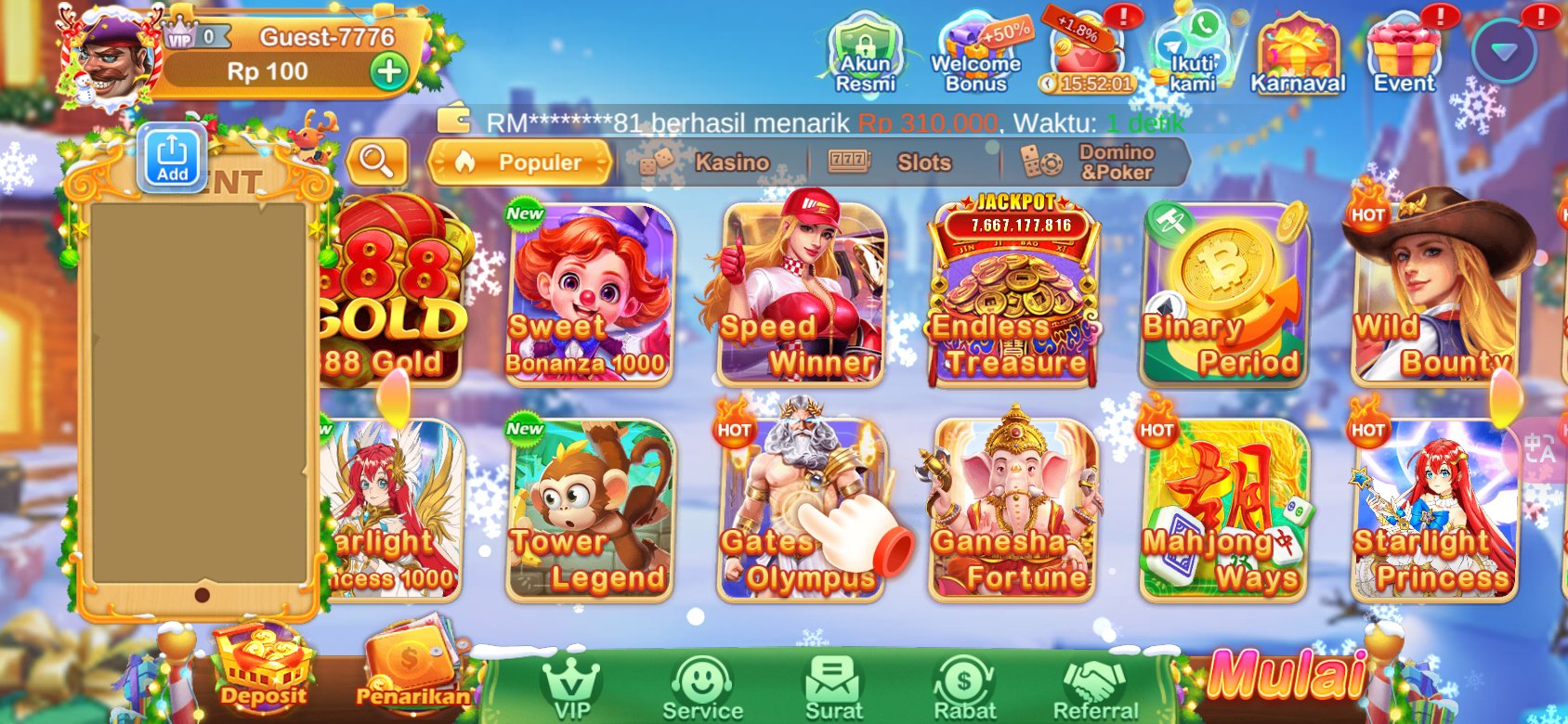 Permainan slot terbaik dengan jackpot besar di Gowin Rolet Keberuntungan.